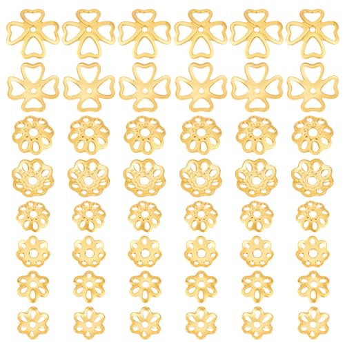 PH PandaHall 48 Stück 925 Perlenkappen Aus Sterlingsilber. 18 Karat Vergoldete Perlenkappen 4 Stile Mehrblättrige Flowern Abstandshalter Perlenkappen Für Die DIY Schmuckherstellung PH PandaHall 48 Stück 925 Perlenkappen Aus Sterlingsilber. 18 Karat Vergoldete Perlenkappen 4 Stile Mehrblättrige Flowern Abstandshalter Perlenkappen Für Die DIY Schmuckherstellung von PH PandaHall