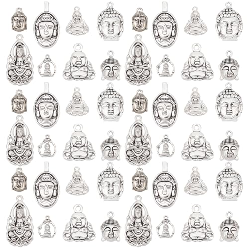 PH PandaHall 48 Stück Buddha Anhänger Im Tibetischen Stil 8 Stile Antikes Silber Buddha Charms Legierung Buddha Charms Für Halskette Armband Ohrringe Schmuckherstellung Schlüsselanhänger Windklima PH PandaHall 48 Stück Buddha Anhänger Im Tibetischen Stil 8 Stile Antikes Silber Buddha Charms Legierung Buddha Charms Für Halskette Armband Ohrringe Schmuckherstellung Schlüsselanhänger Windklima von PH PandaHall