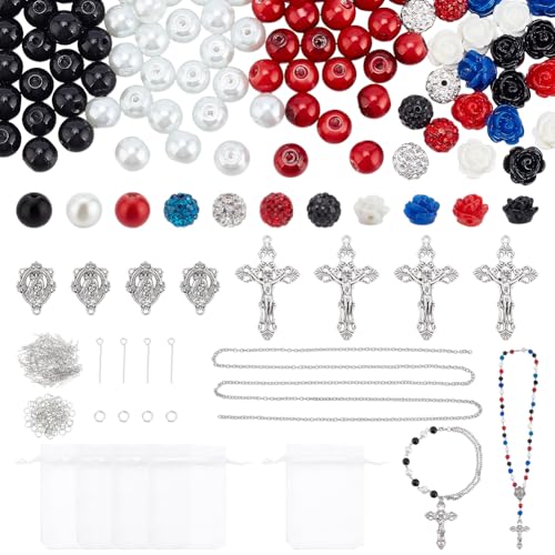 PH PandaHall 493pcs Rosenkranz-Schmuck machen Kit Gebet machen Zubehör 8mm Strass Perlen Glasperlen Kreuz Charms Rose Perlen für Schmuckherstellung Halskette PH PandaHall 493pcs Rosenkranz-Schmuck machen Kit Gebet machen Zubehör 8mm Strass Perlen Glasperlen Kreuz Charms Rose Perlen für Schmuckherstellung Halskette von PH PandaHall