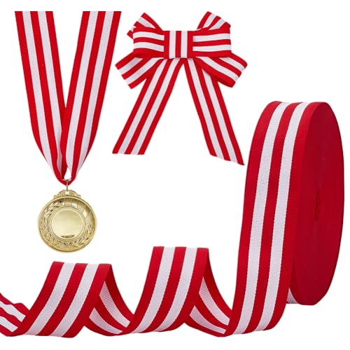 PH PandaHall 4cm Breites gestreiftes Band 45.7m Grosgrain-Band Rotes weißes Zuckerstangenband Stoff-Band für Geschenkverpackung DIY Handwerken Nähen Home Party Hochzeit Weihnachten Dekoration von PH PandaHall