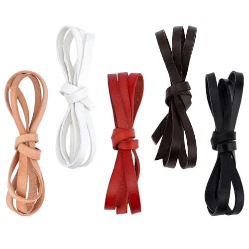 PH PandaHall 5 Farben Lederband 8mm Flache Echte Lederschnüre 5m Naturleder Schnürband Schnur Flechtschnur Für Schmuckherstellung Bastelgürtel PH PandaHall 5 Farben Lederband 8mm Flache Echte Lederschnüre 5m Naturleder Schnürband Schnur Flechtschnur Für Schmuckherstellung Bastelgürtel von PH PandaHall