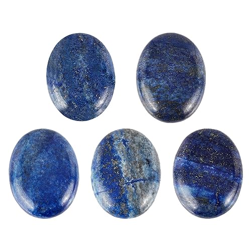 PH PandaHall 5 Stück Natürlicher Lapislazuli Cabochon Stein Cabochons Mit Flacher Rückseite Ovale Edelsteinperlen Für Die Herstellung von Ohrringen Halsketten Armbändern Und Schmuck 3x4x8.5 cm von PH PandaHall