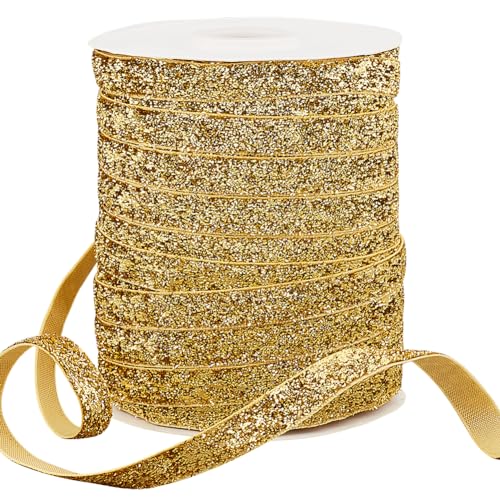 PH PandaHall 50 Meter gelbes Metallic Glitterband, 3/8 Zoll glitzerndes Stoffband für Bastel und Näharbeiten, breites Polyesterband für Geschenkverpackungen, Hochzeiten, Weihnachten PH PandaHall 50 Meter gelbes Metallic Glitterband, 3/8 Zoll glitzerndes Stoffband für Bastel und Näharbeiten, breites Polyesterband für Geschenkverpackungen, Hochzeiten, Weihnachten von PH PandaHall