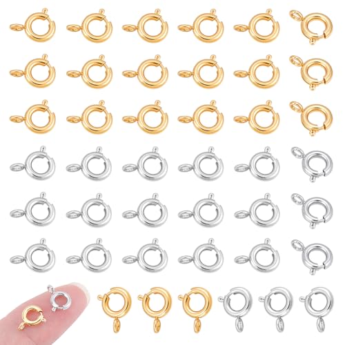 PH PandaHall 50 Stück 18 Karat vergoldete Federverschlüsse, Platin-Schmuckverschlüsse, Verbindungsstücke mit offenen Binderingen, Schmuckzubehör-Sets für Armbänder, Halsketten, Anhänger, DIY Handwerk PH PandaHall 50 Stück 18 Karat vergoldete Federverschlüsse, Platin-Schmuckverschlüsse, Verbindungsstücke mit offenen Binderingen, Schmuckzubehör-Sets für Armbänder, Halsketten, Anhänger, DIY Handwerk von PH PandaHall