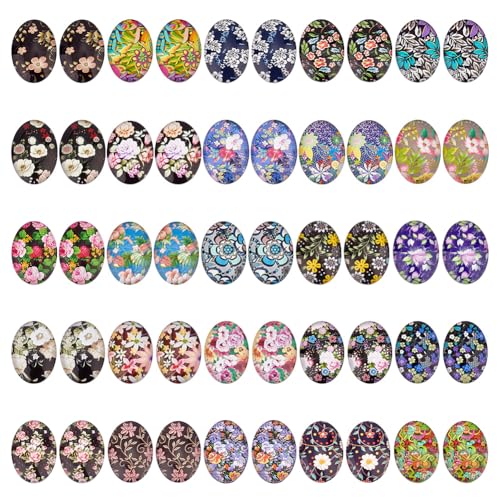 PH PandaHall 50 Stück 25 Stile Ovale Glas Cabochons 25mm Blumen Glas Cabochons Kuppel Vintage Edelsteinfliesen Zum Basteln von Fotoanhängern Ohrringen Halsketten Und Schmuckherstellung PH PandaHall 50 Stück 25 Stile Ovale Glas Cabochons 25mm Blumen Glas Cabochons Kuppel Vintage Edelsteinfliesen Zum Basteln von Fotoanhängern Ohrringen Halsketten Und Schmuckherstellung von PH PandaHall