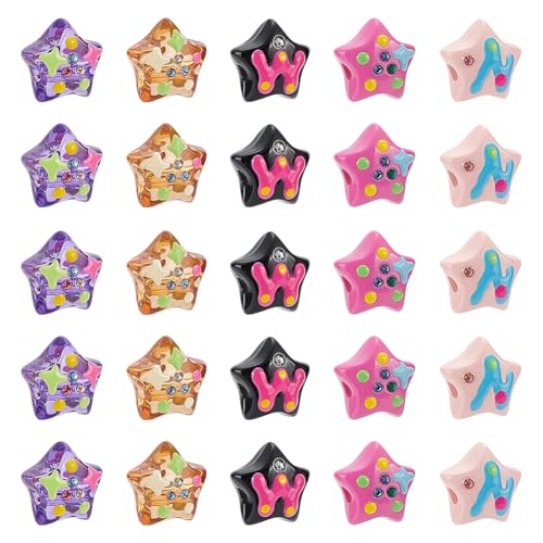 PH PandaHall 50 Stück 5 Stile Bunte Sternperlen 18mm Acryl Emaille Sternperlen Bastelperle Mit Strasssteinen Für Selbstgemachten Schmuck Armbänder Halsketten PH PandaHall 50 Stück 5 Stile Bunte Sternperlen 18mm Acryl Emaille Sternperlen Bastelperle Mit Strasssteinen Für Selbstgemachten Schmuck Armbänder Halsketten von PH PandaHall