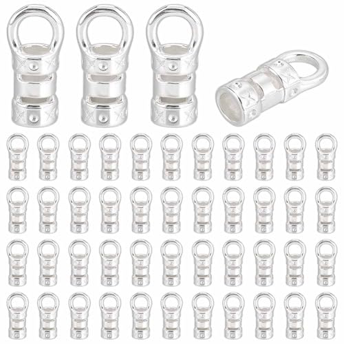 PH PandaHall 50 Stück silberne Kordelendkappen aus Messing, Quetschperlen, Schnurenden, Schmuckverbinder, Mini-Quetsch-Endspitzen mit Schlaufe für DIY-Schmuckherstellung, Armband, Halskette, Ohrringe PH PandaHall 50 Stück silberne Kordelendkappen aus Messing, Quetschperlen, Schnurenden, Schmuckverbinder, Mini-Quetsch-Endspitzen mit Schlaufe für DIY-Schmuckherstellung, Armband, Halskette, Ohrringe von PH PandaHall