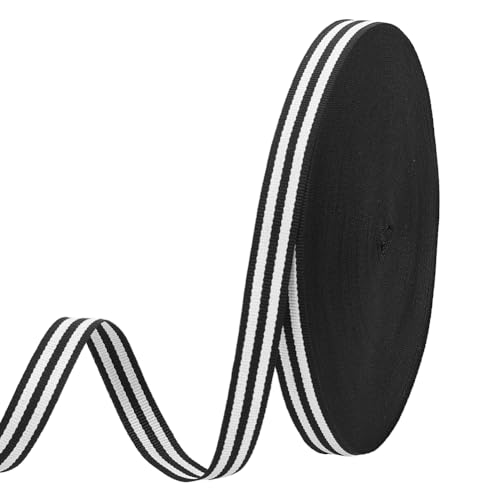PH PandaHall 50 Yards Klassisches Ripsband Schwarz Weiß Gestreiftes Band Aus Stoff Ripsband Geschenkpapierbesatz Für Valentinstag Hochzeit Party Dekoration Girlanden DIY 15 mm von PH PandaHall