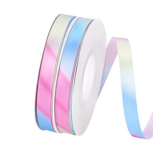 PH PandaHall 50 Yards Regenbogen Satinband 3/8 Zoll (10mm) Stoff Ripsbänder Mit Farbverlauf Geschenkband Für Haarschleifen Geschenkverpackungen Basteln Nähen von PH PandaHall