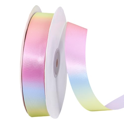PH PandaHall 50 Yards Regenbogenband 25mm Rosa Band Geschenkband Doppelseitig Pastellfarbenes Regenbogen Polyesterband Für Blumen Haarschleifen Schleifen Geschenkverpackungen Valentinstag Hochzeit von PH PandaHall