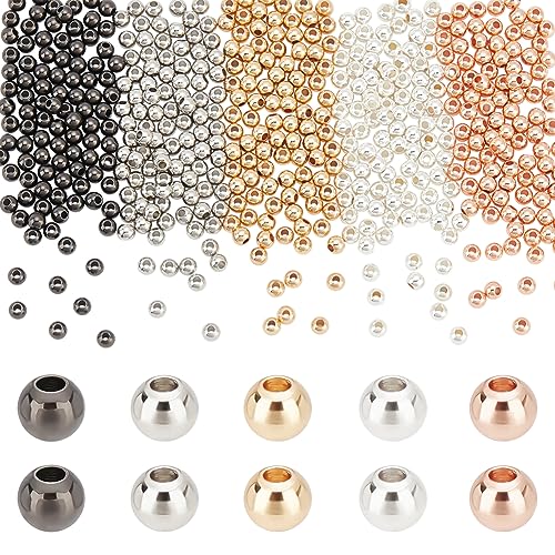 PH PandaHall 500 Stück 4 mm Messingperlen 5 Farben Langlebige Glatte Abstandsperlen Runde Lose Verbindungsperlen Aus Metall Metallperlen Kugel Für Sommer Strand Geschichtete Armbänder von PH PandaHall