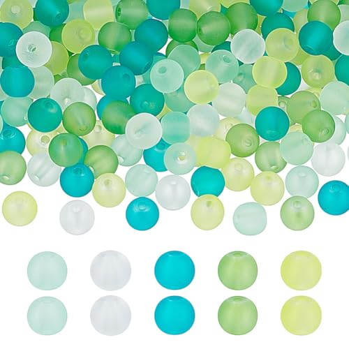 PH PandaHall 500 Stück 6 mm große Milchglasperlen, grüne, runde Armbandperlen, 5 Farben, transparente, mattierte Kristallperlen, kleine lose Schmuckperlen für den Sommer, Perlen, Halsketten, Armbänder PH PandaHall 500 Stück 6 mm große Milchglasperlen, grüne, runde Armbandperlen, 5 Farben, transparente, mattierte Kristallperlen, kleine lose Schmuckperlen für den Sommer, Perlen, Halsketten, Armbänder von PH PandaHall