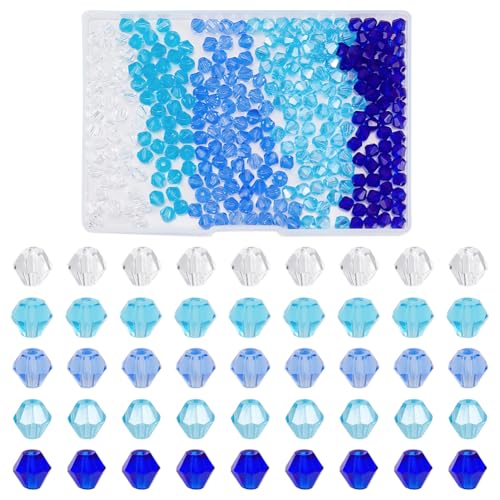 PH PandaHall 500PCS Bastelperlen Blau Serie, 6mm Glasperlen Kristall Perlen facettierte Lose Bastelperlen Für DIY Armband, Halskette, Ohrring, Schlüsselanhänger, Schmuckherstellung, 5 Farben PH PandaHall 500PCS Bastelperlen Blau Serie, 6mm Glasperlen Kristall Perlen facettierte Lose Bastelperlen Für DIY Armband, Halskette, Ohrring, Schlüsselanhänger, Schmuckherstellung, 5 Farben von PH PandaHall