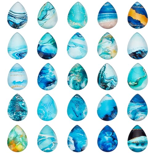 PH PandaHall 50pcs 25 Styles Ozean Thema Teardrop Glas Cabochons, Marine Thema Wassertropfen Glas Cabochons Mosaik Kacheln für Frühling Sommer Seaside Anhänger Ohrring Schmuck machen, 25×18mm PH PandaHall 50pcs 25 Styles Ozean Thema Teardrop Glas Cabochons, Marine Thema Wassertropfen Glas Cabochons Mosaik Kacheln für Frühling Sommer Seaside Anhänger Ohrring Schmuck machen, 25×18mm von PH PandaHall