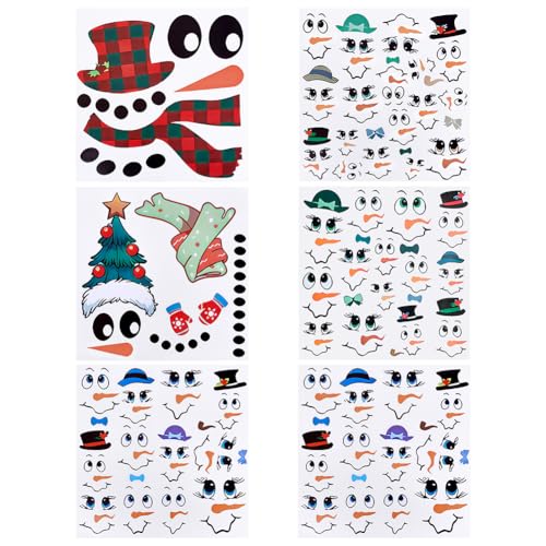 PH PandaHall 54 Stück Schneemann Gesichts Aufkleber Weihnachts Schneemann Dekore 2 Stile Süße Weihnachts Gesichts Aufkleber für Kühlschrank Wasserflaschen Fenster Tür Heim Dekorationen von PH PandaHall