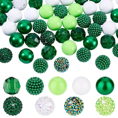 PH PandaHall 58 Stück 20mm Perlen, Grüne Acrylperlen, St. Patrick'S Day Perlen, 10 Stile, Stiftperlen, Kaugummiperlen Für Die Herstellung von Stiften, Armbändern, Halsketten, Ohrringen Und Schmuck PH PandaHall 58 Stück 20mm Perlen, Grüne Acrylperlen, St. Patrick'S Day Perlen, 10 Stile, Stiftperlen, Kaugummiperlen Für Die Herstellung von Stiften, Armbändern, Halsketten, Ohrringen Und Schmuck von PH PandaHall