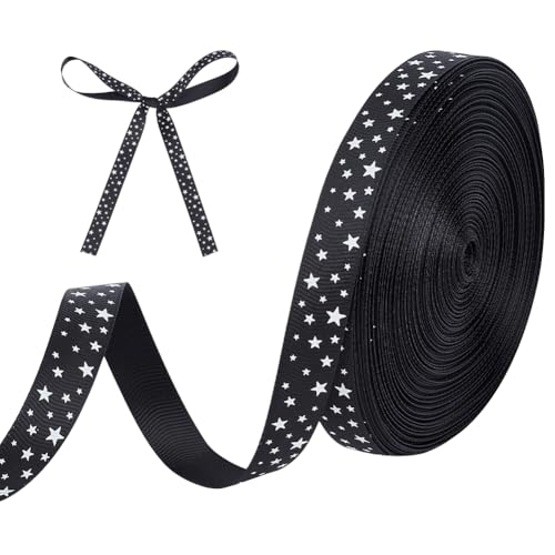 PH PandaHall 59,7 Meter bedruckte Bänder mit Sternen, schwarz, dekorative Bänder, 1,6 cm breit, Geschenkband, Ripsband mit weißen Sternen für Weihnachtskranz, Dekoration, DIY, Basteln, Schleifen PH PandaHall 59,7 Meter bedruckte Bänder mit Sternen, schwarz, dekorative Bänder, 1,6 cm breit, Geschenkband, Ripsband mit weißen Sternen für Weihnachtskranz, Dekoration, DIY, Basteln, Schleifen von PH PandaHall