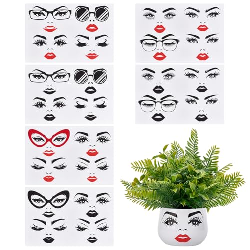 PH PandaHall 6 Blatt Schablone Zum Bemalen Weiblicher Gesichter Gesichtsaufkleber Zum Basteln Lippen Mund Augen Augenbrauen Nase Aufkleber Make A Face Sticker Zur Dekoration von PH PandaHall