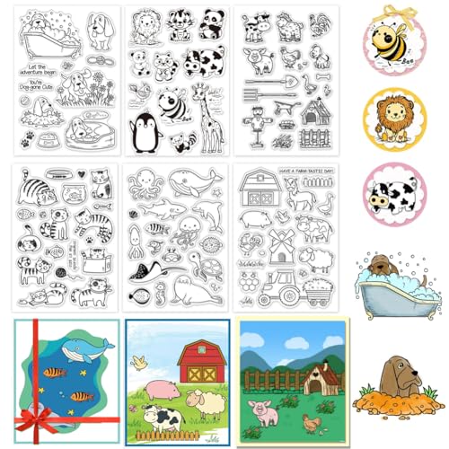 PH PandaHall 6 Blatt Tiere Clear Stamps Gummistempel Transparenter Stempel Panda/Wal Welpe Kuh Klare Stempel Für Die Kartengestaltung DIY Scrapbooking PH PandaHall 6 Blatt Tiere Clear Stamps Gummistempel Transparenter Stempel Panda/Wal Welpe Kuh Klare Stempel Für Die Kartengestaltung DIY Scrapbooking von PH PandaHall
