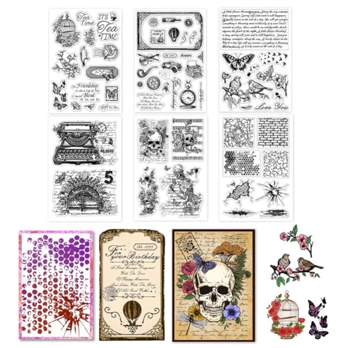 PH PandaHall 6 Blatt Transparente Stempel Im Vintage Stil Transparenter Silikonstempel Schreibmaschinen Schmetterlingsstempel Für Scrapbooking Punk Stil Dekorativer Stempel PH PandaHall 6 Blatt Transparente Stempel Im Vintage Stil Transparenter Silikonstempel Schreibmaschinen Schmetterlingsstempel Für Scrapbooking Punk Stil Dekorativer Stempel von PH PandaHall