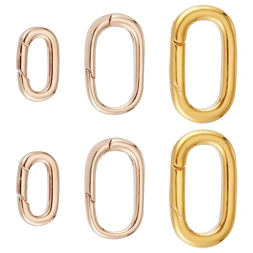 PH PandaHall 6 Stück 3 Stile Frühlings Schlüsselanhänger Messing Schlüsselverschlüsse Goldener Ovaler Karabiner Karabinerhaken Auslösefeder Schlüsselanhänger Schnalle Halskettenverstärker Verkürzer von PH PandaHall
