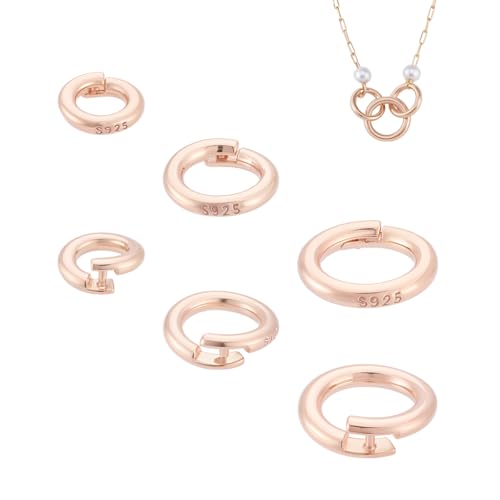 PH PandaHall 6 Stück 925 Biegeringe Aus Sterlingsilber 6mm 8mm 10mm Außendurchmesser O Ring Verbinder Kreisförmiger Verbindungsring Sicherer Crimpverschluss Geteilte Verbinder Für Armbänder Roségold von PH PandaHall