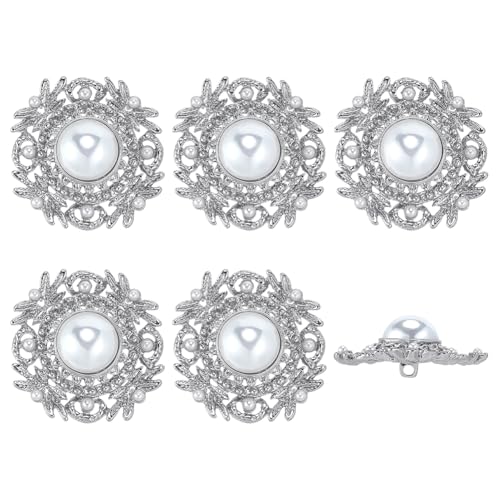 PH PandaHall 6 Stück Blumen-Perlenknöpfe aus Legierung, Verzierungen, Dekoration, Kunstperle, Schaft, Blume, Knöpfe zum Aufnähen für Schmuck, Kleidung, Kleid, Broschen, Hochzeitszubehör, Platin PH PandaHall 6 Stück Blumen-Perlenknöpfe aus Legierung, Verzierungen, Dekoration, Kunstperle, Schaft, Blume, Knöpfe zum Aufnähen für Schmuck, Kleidung, Kleid, Broschen, Hochzeitszubehör, Platin von PH PandaHall