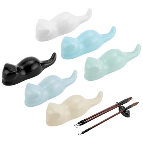 PH PandaHall 6 x Katzen-Porzellan-Pinselhalter, 6 Farben, Keramik-Stifteablage, Ständer für Kalligraphie, Malerei und Kunstbedarf, Farben, Schreibtisch-Organizer, ideales Geschenk, 3,3 x 9,4 cm PH PandaHall 6 x Katzen-Porzellan-Pinselhalter, 6 Farben, Keramik-Stifteablage, Ständer für Kalligraphie, Malerei und Kunstbedarf, Farben, Schreibtisch-Organizer, ideales Geschenk, 3,3 x 9,4 cm von PH PandaHall
