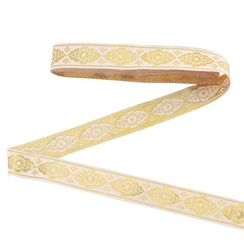 PH PandaHall 6.8m Ethnisches Jacquard-Band 2cm Gold Blume Jacquard Trim Emobridered gewebtes Band Gewebte Bänder zum Nähen Floral Trim Fransen Dekor Trim zum Nähen von Kleidung Dekoration PH PandaHall 6.8m Ethnisches Jacquard-Band 2cm Gold Blume Jacquard Trim Emobridered gewebtes Band Gewebte Bänder zum Nähen Floral Trim Fransen Dekor Trim zum Nähen von Kleidung Dekoration von PH PandaHall