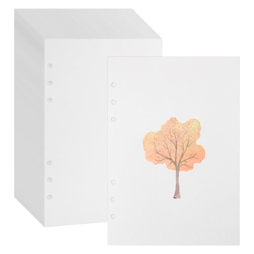PH PandaHall 60 Blatt Wasserfarbenpapier A5 Zeichenkunstpapier Weißes Malpapier 6-Loch Loseblatt Skizzenpapiere für Künstler Erwachsene Schüler Anfänger Wasserfarben Ölfarben Basteln 14x21cm von PH PandaHall