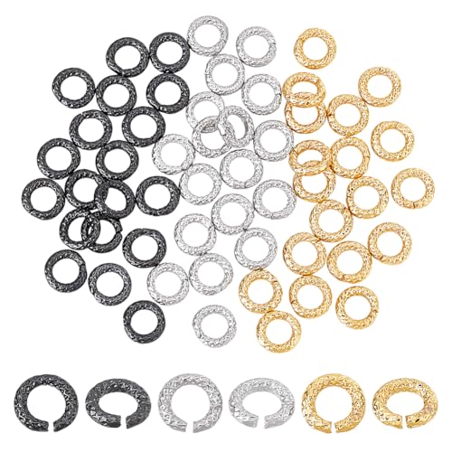 PH PandaHall 60 Stück 3 Farben Strukturierte Offene Biegeringe 7mm Messing Biegeringe 15 Gauge O Ring Verbinder Verbindungsring Für Ohrringe Armband Halskette Handwerk von PH PandaHall