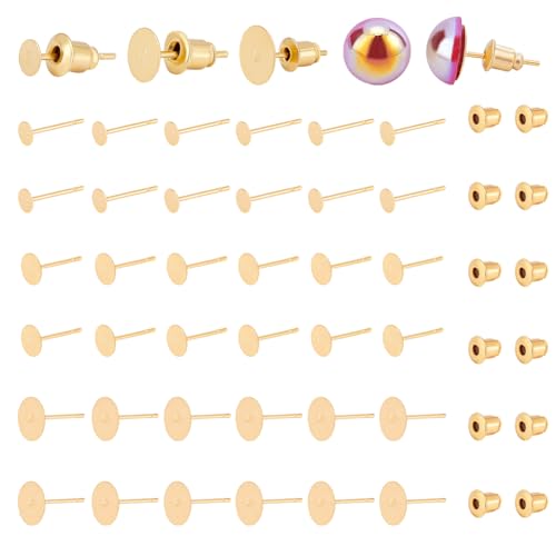 PH PandaHall 60 Stück Ohrstecker Aus 18 Karat Gold 3 Stile Flache Pad Rohlinge Ohrstecker Mit 925 Sterling Silber Stiften Und 60 Ohrmuttern Zum Herstellen von Ohrringen DIY Basteln PH PandaHall 60 Stück Ohrstecker Aus 18 Karat Gold 3 Stile Flache Pad Rohlinge Ohrstecker Mit 925 Sterling Silber Stiften Und 60 Ohrmuttern Zum Herstellen von Ohrringen DIY Basteln von PH PandaHall