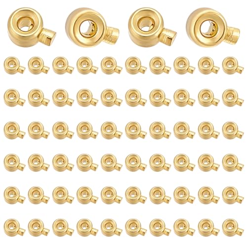 PH PandaHall 60 Stück Quetschperlen, 18K Vergoldet Stopper Perlen Metall-Crimp-Perlen Charms Säule Positionierung Spacer Perlen für Schmuckherstellung Zubehör Armband Halskette Enden, 4×3mm von PH PandaHall