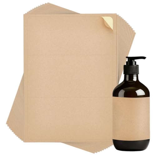 PH PandaHall 60 Stück Rechteckige Weinflaschenetiketten Kraftaufkleber Bedruckbare Leere Etiketten Für Laserdrucker Wasserfeste Etiketten Für Chateau Home Hochzeit 8.9x20.3cm von PH PandaHall