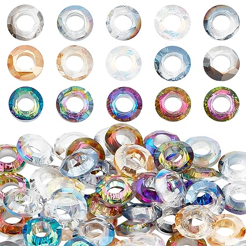 PH PandaHall 60 Stück Runde Kristallperlen 15 Farben Ringförmige Glas Cabochons Kreis Ring Perlen Facettierte Nail Art Dekoration Zubehör Für Halskette Armband Ohrringe Schmuck Basteln von PH PandaHall