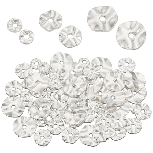 PH PandaHall 60 Stück Silberne Abstandsperlen 4/6/8 mm Gewellte Scheibenperlen Flache Runde Lose Perlen Messingperlen Für Geschichtete Armbänder Halsketten Ohrringe Satelliten Schmuckherstellung PH PandaHall 60 Stück Silberne Abstandsperlen 4/6/8 mm Gewellte Scheibenperlen Flache Runde Lose Perlen Messingperlen Für Geschichtete Armbänder Halsketten Ohrringe Satelliten Schmuckherstellung von PH PandaHall
