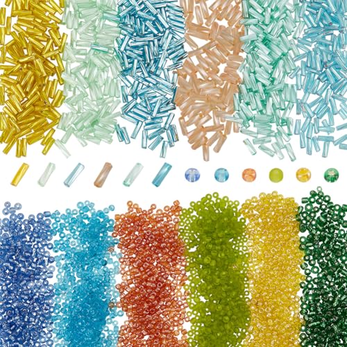 PH PandaHall 6000 Stück gedrehte Stirnperlen, 1200 Stück 6 ~ 8x2 mm Glasperlen, lange Röhrenperlen, 4800 Stück 2 mm 12/0 kleine Rocailles-Perlen für DIY-Armbänder, Herstellung von Perlen, Nähen PH PandaHall 6000 Stück gedrehte Stirnperlen, 1200 Stück 6 ~ 8x2 mm Glasperlen, lange Röhrenperlen, 4800 Stück 2 mm 12/0 kleine Rocailles-Perlen für DIY-Armbänder, Herstellung von Perlen, Nähen von PH PandaHall