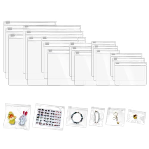 PH PandaHall 60pcs 6 Größen Self Seal PVC Pack Zipper Lock Beutel Kleine Schmuck versiegelt Tasche Transparent Lock Bags Ohrringe Storage Bags für Schmuck Ohrringe Verpackung von PH PandaHall