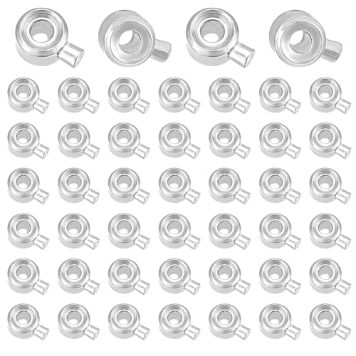 PH PandaHall 60pcs Crimp Perlen, Plattiert Messing Stopper Perlen Metall-Crimp-Perlen Charms Säule Positionierung Spacer Perlen für Halsketten Armbänder Schmuckherstellung, Platin 4x3 mm von PH PandaHall
