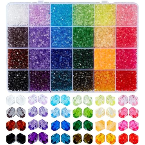 PH PandaHall 6240 Stück Perlen Zum Auffädeln, 4mm Kristall Facettierte Perlen 24 Farben Glitzerperlen Regenbogen Bicone Perlen für DIY Armbänder Halsketten Schlüsselanhänger Schmuckherstellung PH PandaHall 6240 Stück Perlen Zum Auffädeln, 4mm Kristall Facettierte Perlen 24 Farben Glitzerperlen Regenbogen Bicone Perlen für DIY Armbänder Halsketten Schlüsselanhänger Schmuckherstellung von PH PandaHall