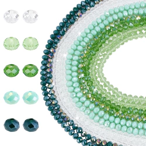 PH PandaHall 630PCS Grün Facettierte Glasperlen, 6mm Kristallglas Perlen5 Farben Grün Lose Perlen Abstandshalter für Armband Ohrring Halskette Windspiel Sonnenfänger DIY Craft Making Supplies PH PandaHall 630PCS Grün Facettierte Glasperlen, 6mm Kristallglas Perlen5 Farben Grün Lose Perlen Abstandshalter für Armband Ohrring Halskette Windspiel Sonnenfänger DIY Craft Making Supplies von PH PandaHall
