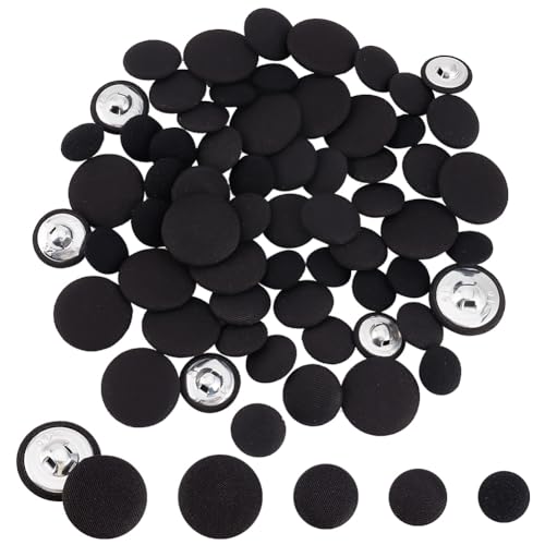 PH PandaHall 64 Stück Nähknöpfe In 4 Größen Schwarzer Mit Stoff Überzogener Knopf 14/17/19/25 mm Halbrunde Knöpfe Augenknöpfe Für Kleid Kleidung Hemden Smoking Anzug Mantel PH PandaHall 64 Stück Nähknöpfe In 4 Größen Schwarzer Mit Stoff Überzogener Knopf 14/17/19/25 mm Halbrunde Knöpfe Augenknöpfe Für Kleid Kleidung Hemden Smoking Anzug Mantel von PH PandaHall