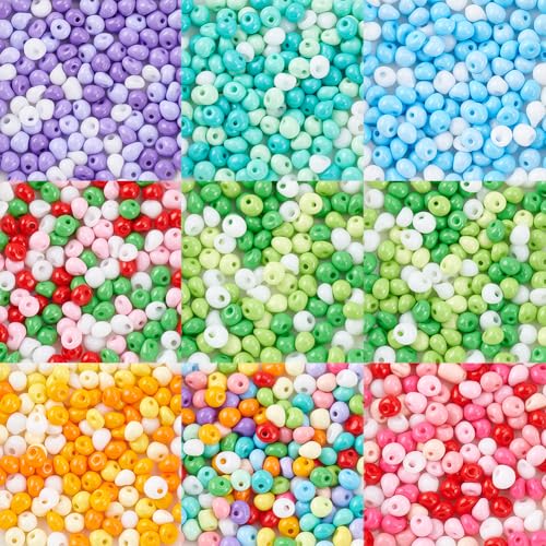 PH PandaHall 640 Stück 8 Bonbonfarbene Tropfenperlen 5mm Glasperlen Mini Tropfenperlen Abstandshalter Für Armbänder Halsketten Schmuckherstellung DIY Bastelarbeiten Loch: 1mm von PH PandaHall