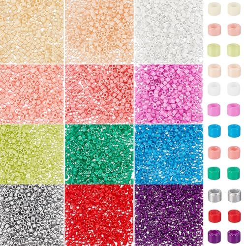 PH PandaHall 6600 Stück 12 Farben Rocailles Perlen Mit Großem Loch 2mm Kleine Glasperle Mit 1mm Loch 12/0 runde Ponyperlen Für Die Herstellung von Ohrringen Armbändern Und Schmuck PH PandaHall 6600 Stück 12 Farben Rocailles Perlen Mit Großem Loch 2mm Kleine Glasperle Mit 1mm Loch 12/0 runde Ponyperlen Für Die Herstellung von Ohrringen Armbändern Und Schmuck von PH PandaHall