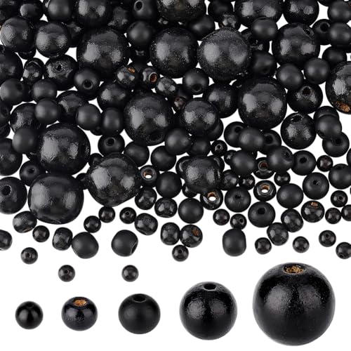 PH PandaHall 680 Stück schwarze Holzperlen in 5 Größen, runde lose Perlen, bemalte Weltraum-Armbandperlen, Naturholz, Bastelperlen für Schmuckherstellung, Heimdekoration, Schlüsselanhänger, PH PandaHall 680 Stück schwarze Holzperlen in 5 Größen, runde lose Perlen, bemalte Weltraum-Armbandperlen, Naturholz, Bastelperlen für Schmuckherstellung, Heimdekoration, Schlüsselanhänger, von PH PandaHall