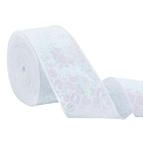 PH PandaHall 6cm Glitzer Schleifenband 10m weißes Diamantband Pailletten Spitze Mesh Trim für Kränze, Girlanden, Geschenkverpackungen, große Schleifen, Kunsthandwerk, Weihnachtsbaum, Heimdekoration PH PandaHall 6cm Glitzer Schleifenband 10m weißes Diamantband Pailletten Spitze Mesh Trim für Kränze, Girlanden, Geschenkverpackungen, große Schleifen, Kunsthandwerk, Weihnachtsbaum, Heimdekoration von PH PandaHall