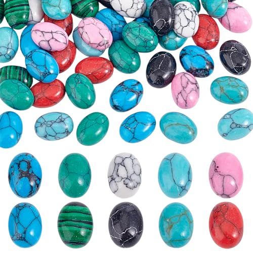 PH PandaHall 70 Stück 10 Farben Synthetische Edelstein Cabochons 8x6x3mm Ovaler Cabochon Mit Flacher Rückseite Blau Türkisfarbener Cabochon Zur Herstellung von Ohrringen Armbändern Und Schmuck PH PandaHall 70 Stück 10 Farben Synthetische Edelstein Cabochons 8x6x3mm Ovaler Cabochon Mit Flacher Rückseite Blau Türkisfarbener Cabochon Zur Herstellung von Ohrringen Armbändern Und Schmuck von PH PandaHall