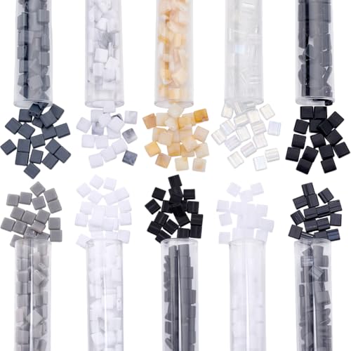 PH PandaHall 700 Stück 10 Farben Tila Perle 2 Loch Acryl Rocailles Perlen Schwarz Weiß Quadratische Spacer Perlen Japanische Lose Perle Für Stapelbar Schmuck Freundschaftsarmband Basteln von PH PandaHall
