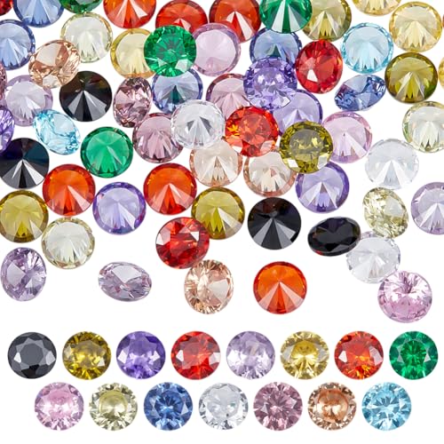 PH PandaHall 75 Stück 15 Farben Zirkonia-Steine mit spitzer Rückseite, Diamantform, glänzende Steine, 4 mm, runde Perlen, brillante, lose synthetische Edelsteine für Schmuckherstellung PH PandaHall 75 Stück 15 Farben Zirkonia-Steine mit spitzer Rückseite, Diamantform, glänzende Steine, 4 mm, runde Perlen, brillante, lose synthetische Edelsteine für Schmuckherstellung von PH PandaHall