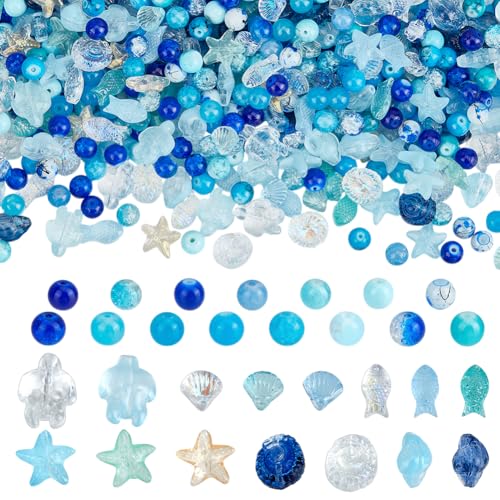 PH PandaHall 750pcs Blaue Glasperlen 30 Styles Ozean Meer Perlen 8mm Runde Kristall Perle Seestern Schildkröte Perle für Schmuckherstellung Sommer Boho Armbänder Halsketten Ohrring PH PandaHall 750pcs Blaue Glasperlen 30 Styles Ozean Meer Perlen 8mm Runde Kristall Perle Seestern Schildkröte Perle für Schmuckherstellung Sommer Boho Armbänder Halsketten Ohrring von PH PandaHall